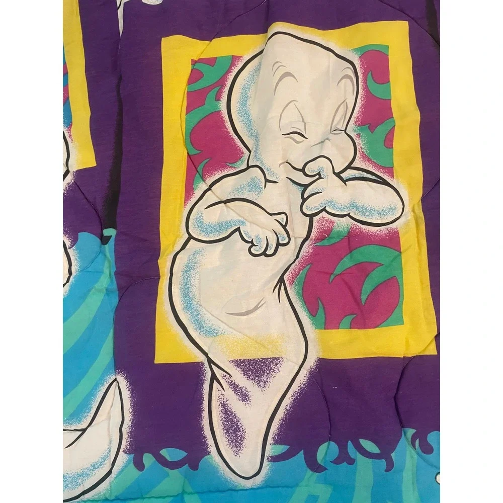 Vintage 1995 Casper the Friendly Ghost Twin Comforter Blanket Teal Purple 90s